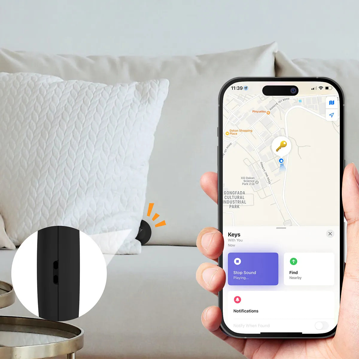 Lifemate Life Tag GPS ieieškiklis raktams, dviračiui, automobiliui, šuniui su dėklu, skirtas Apple iPhone