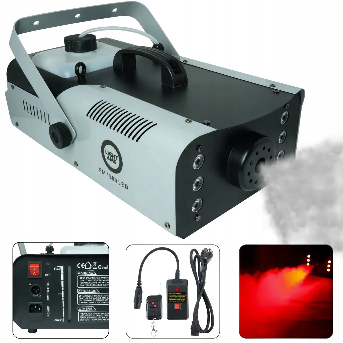 LIGHT4ME FM 1500 LED dūmų generatorius su RGB šviesos efektais