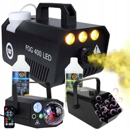 LIGHT4ME GIG SET 2 dūmų generatorius 400W LED, skystis 1l, akumuliatorinis