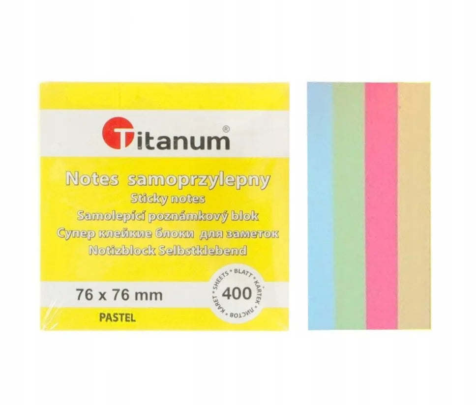 Lipnūs lapeliai PASTEL kubelis 76x76 mm Titanum