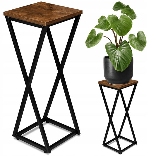 Loftinio stiliaus gėlių stovas KONEL RUSTIC, juodas, 62 cm