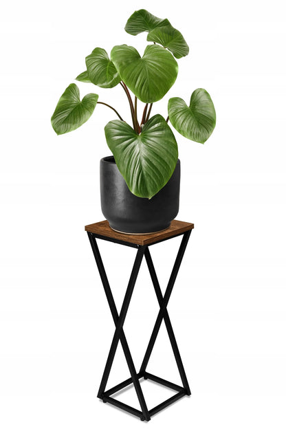 Loftinio stiliaus gėlių stovas KONEL RUSTIC, juodas, 62 cm