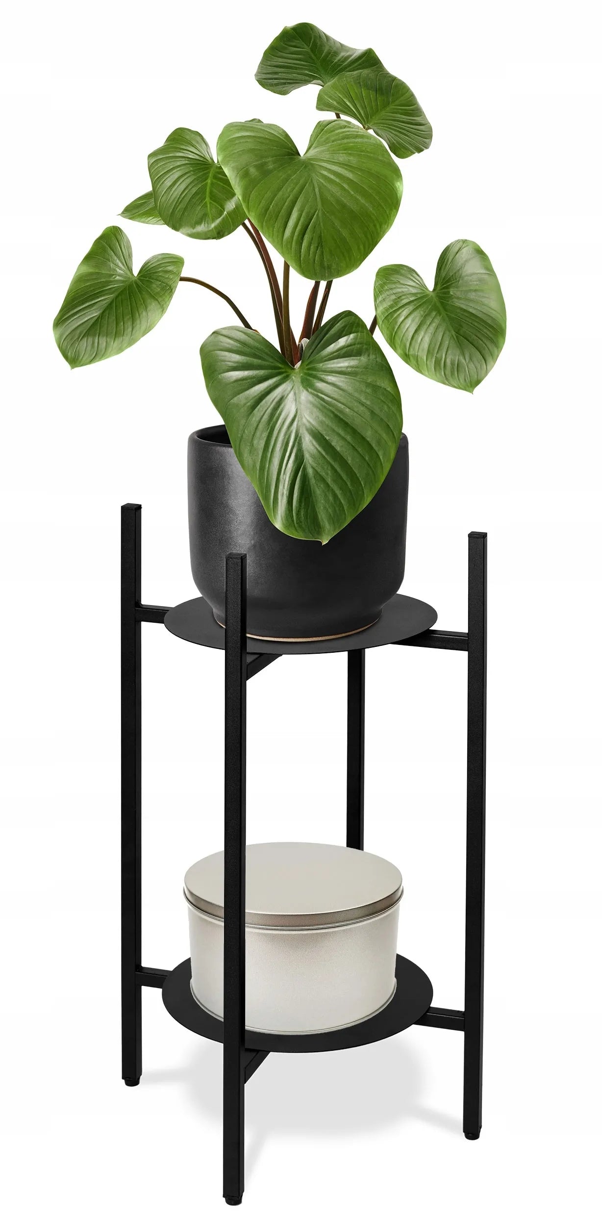 Loftinio stiliaus pastatomas gėlių stovas „Samir“, juodas