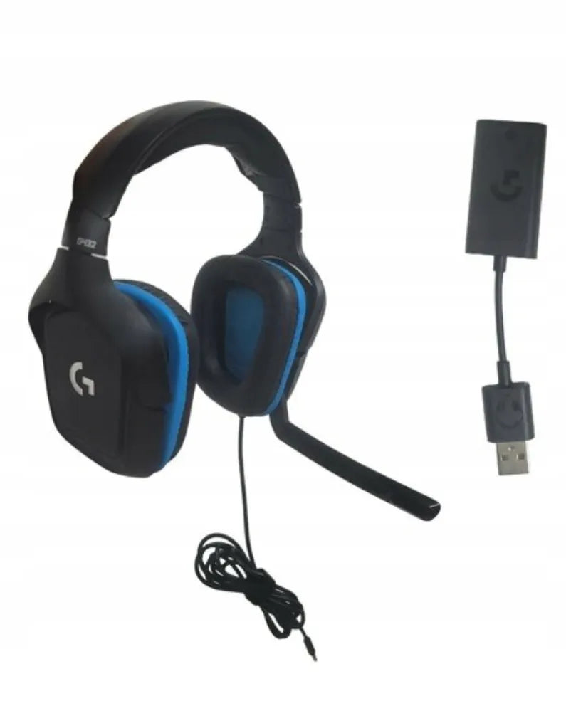 „Logitech G432“ 981-000770 laidinės žaidimų ausinės su mikrofonu, 7.1 erdviniu garsu, USB, juodos ir mėlynos