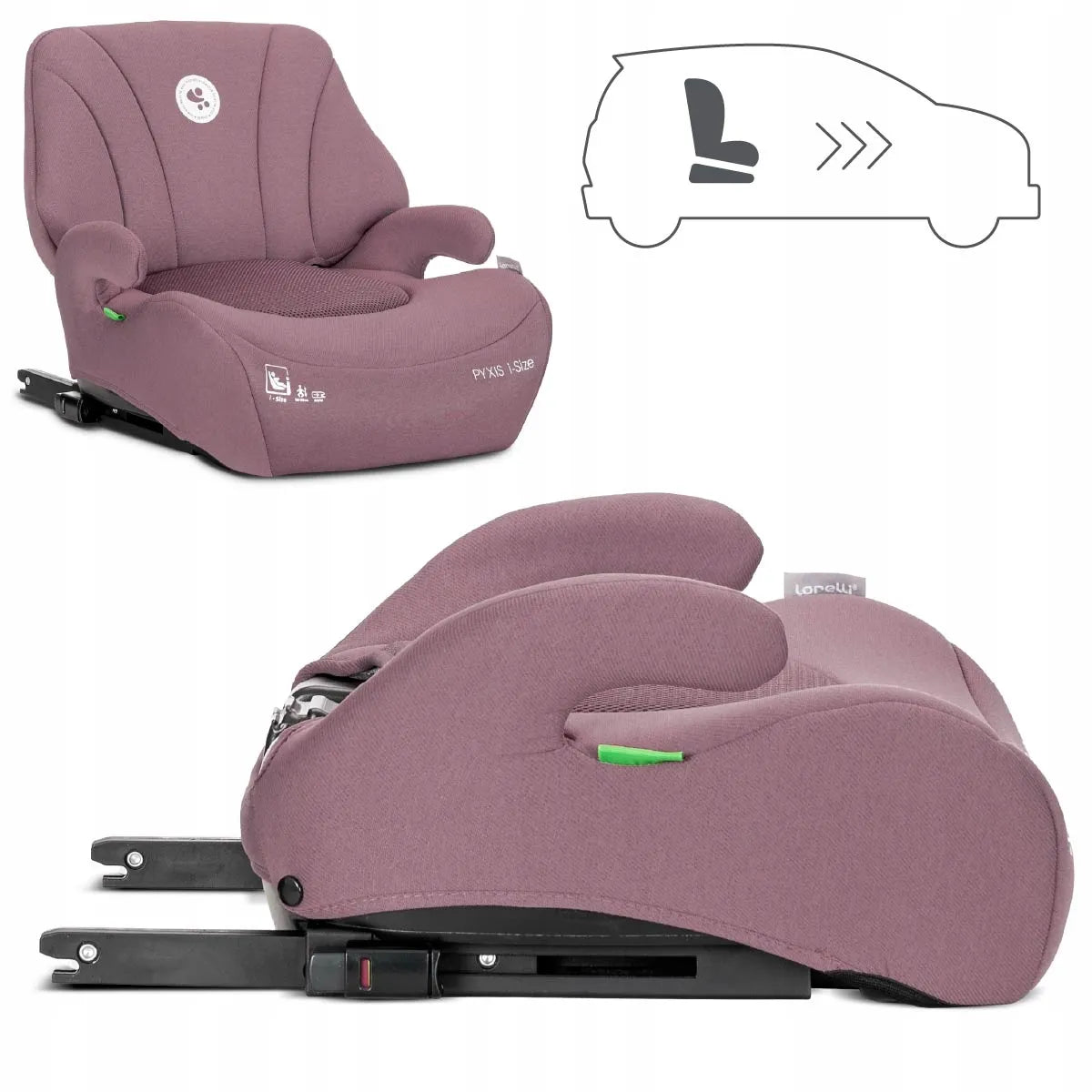 Lorelli automobilinė kėdutė-paaukštinimas su atlošu i-Size 125-150 cm ISOFIX 2in1