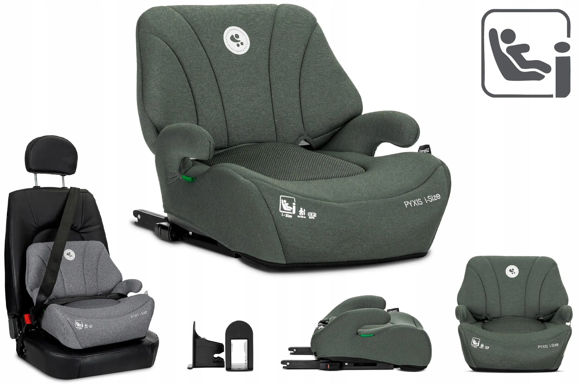 Lorelli Pyxis i-Size 125-150 cm automobilinė kėdutė su ISOFIX jungtimi, 2-in-1 paaukštinta kėdutė