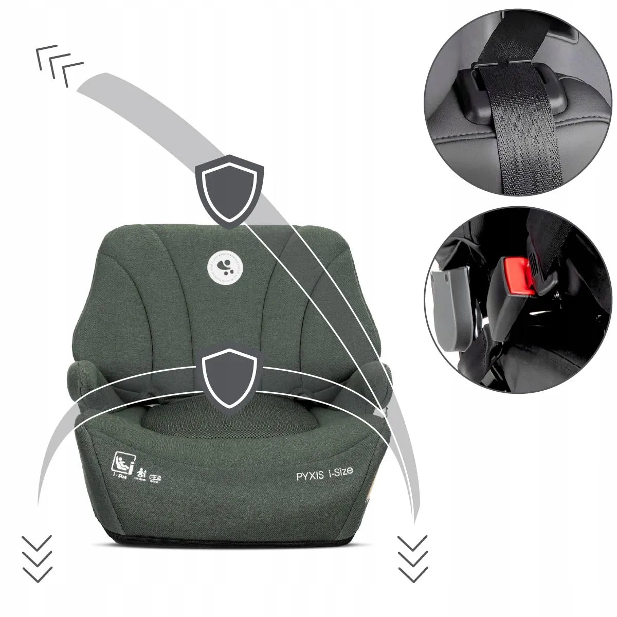 Lorelli Pyxis i-Size 125-150 cm automobilinė kėdutė su ISOFIX jungtimi, 2-in-1 paaukštinta kėdutė
