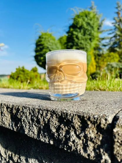 LUXITO stiklinės puodeliai kavai ir arbatai su ąsele, kaukolės dizainas, 300 ml, 6 vnt. komplektas