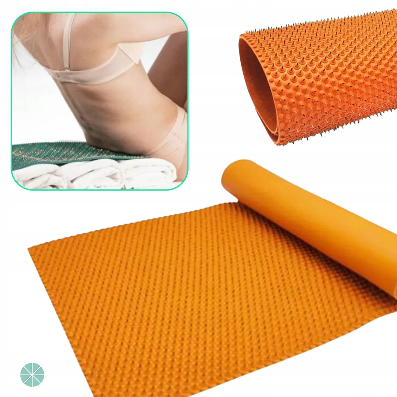 LYAPKO didelis masažinis kilimėlis su 7,0 mm adatomis, oranžinis