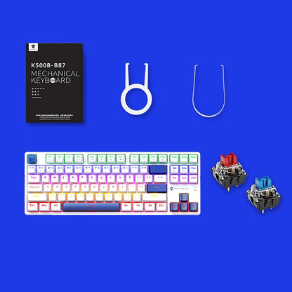 Machenike K500B-B87 mechaninė žaidimų klaviatūra su „Red Switch“ jungikliais, RGB apšvietimu, balta