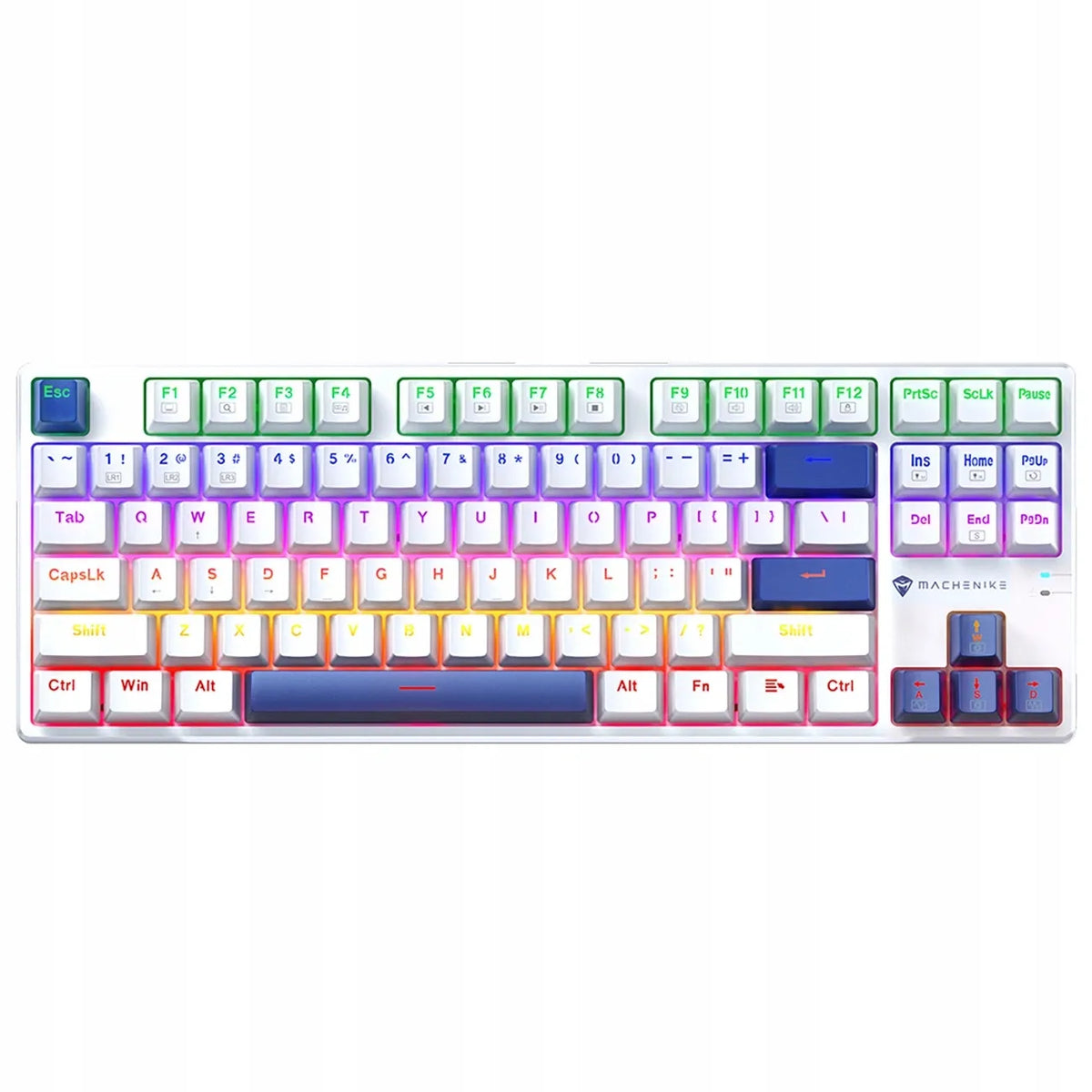 Machenike K500B-B87 mechaninė žaidimų klaviatūra su „Red Switch“ jungikliais, RGB apšvietimu, balta