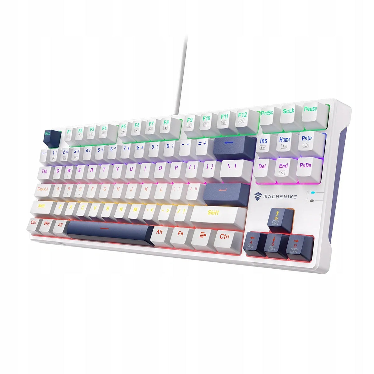 Machenike K500B-B87 mechaninė žaidimų klaviatūra su „Red Switch“ jungikliais, RGB apšvietimu, balta