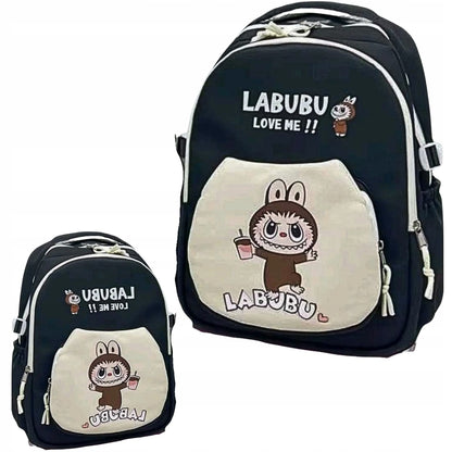 Madinga miesto kuprinė vaikams ir jaunimui Labubu stiliaus, juoda 2965