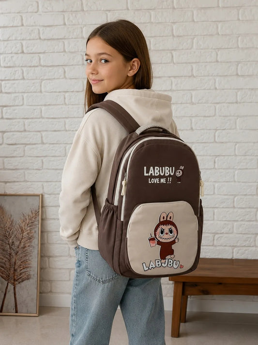 Madingas jaunimo ir vaikų kuprinė Labubu, ruda, 2965