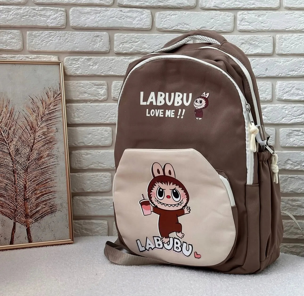 Madingas jaunimo ir vaikų kuprinė Labubu, ruda, 2965