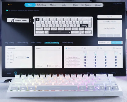 Magnetinė klaviatūra Attack Shark X68 HE RGB 70% Magnetic Switch + DIRŽELIS