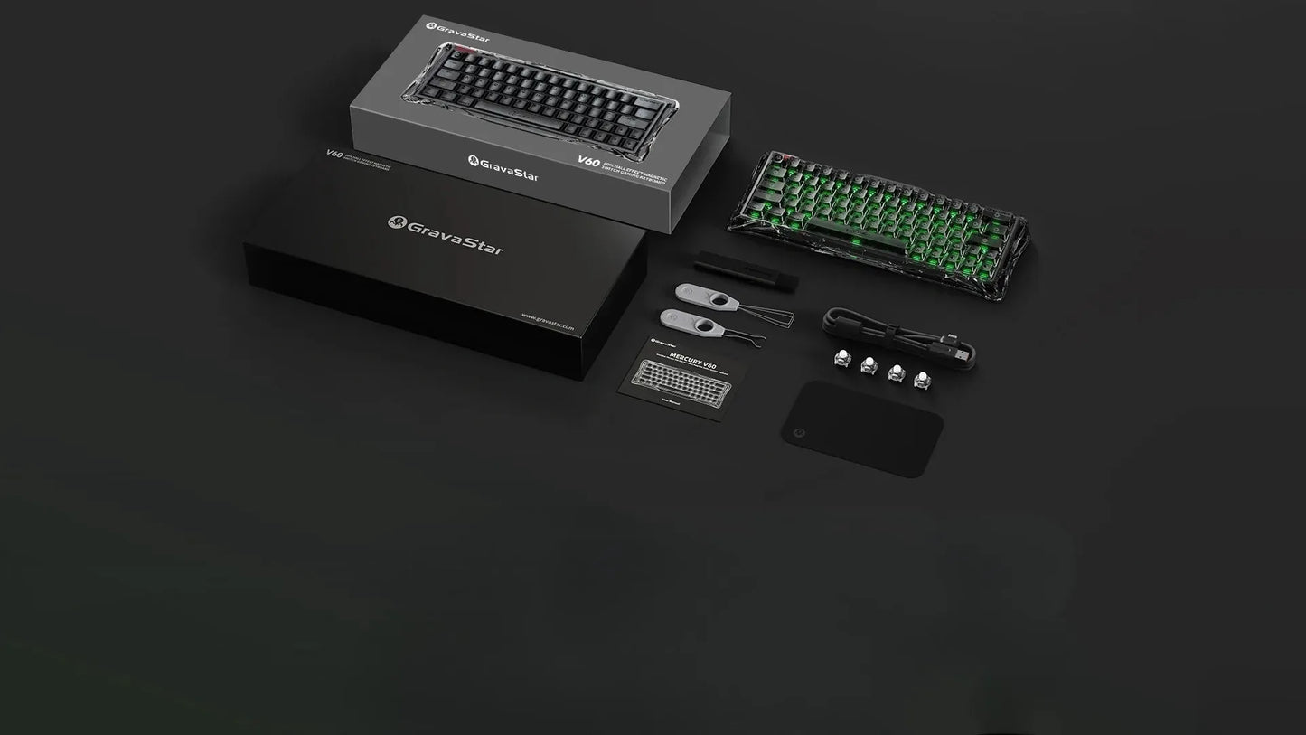 Magnetinė žaidimų klaviatūra GravaStar Mercury V60 Onyx Crystal USB