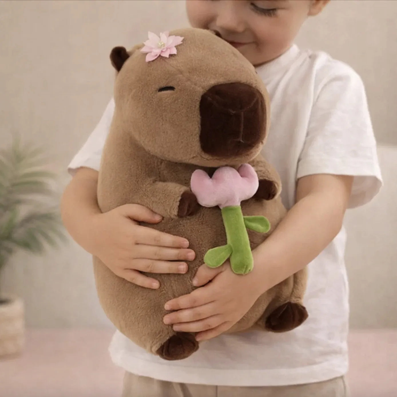 MAKOIA Pliušinis meškiukas su antklode ir pagalve 3in1 kapibara, 40 cm, didelis žaislas