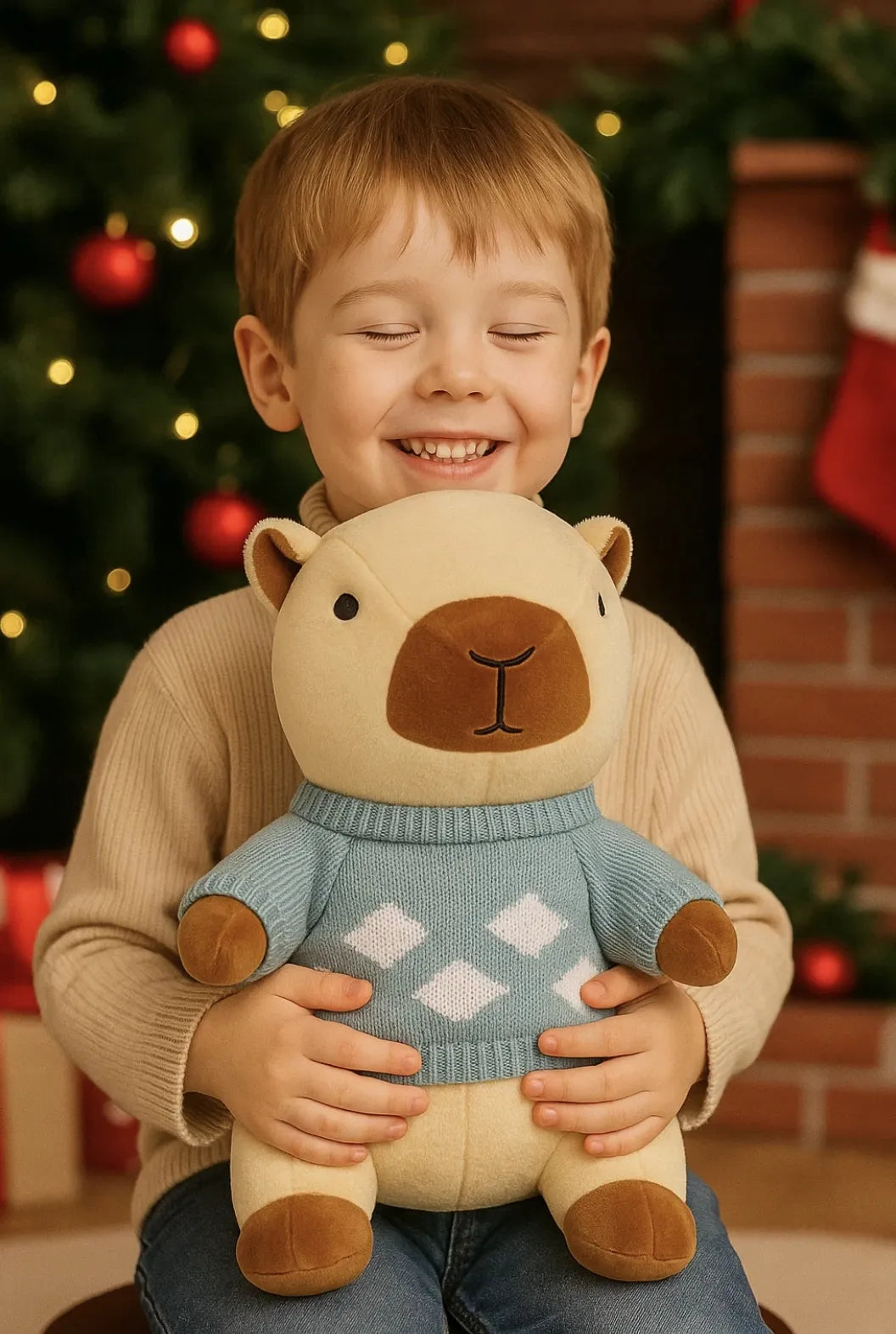 MAKOIA Pliušinis žaislas kapibara 3in1 didelis minkštas žaislas pagalvė 45 cm + antklodė