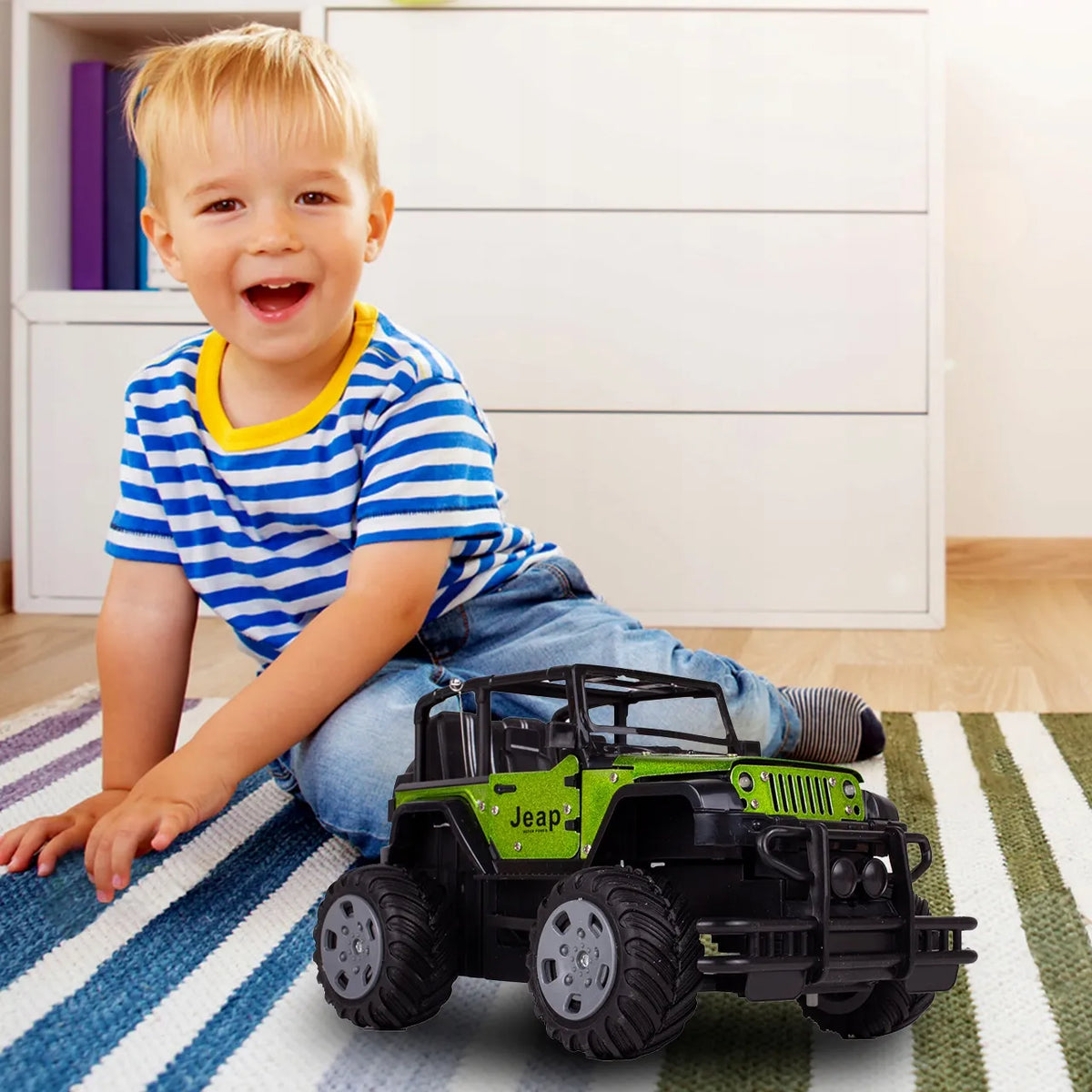 MalPlay nuotoliniu būdu valdomas metalinis visureigis „Jeep“ RC 1:20