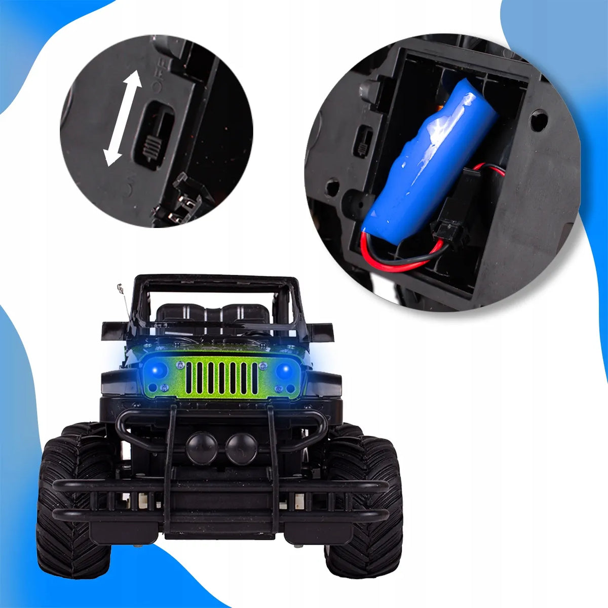 MalPlay nuotoliniu būdu valdomas metalinis visureigis „Jeep“ RC 1:20