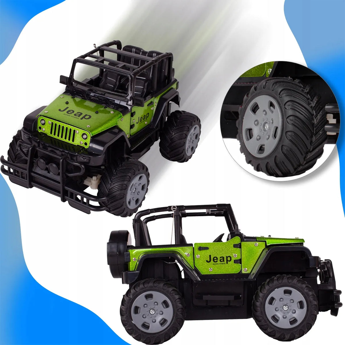 MalPlay nuotoliniu būdu valdomas metalinis visureigis „Jeep“ RC 1:20