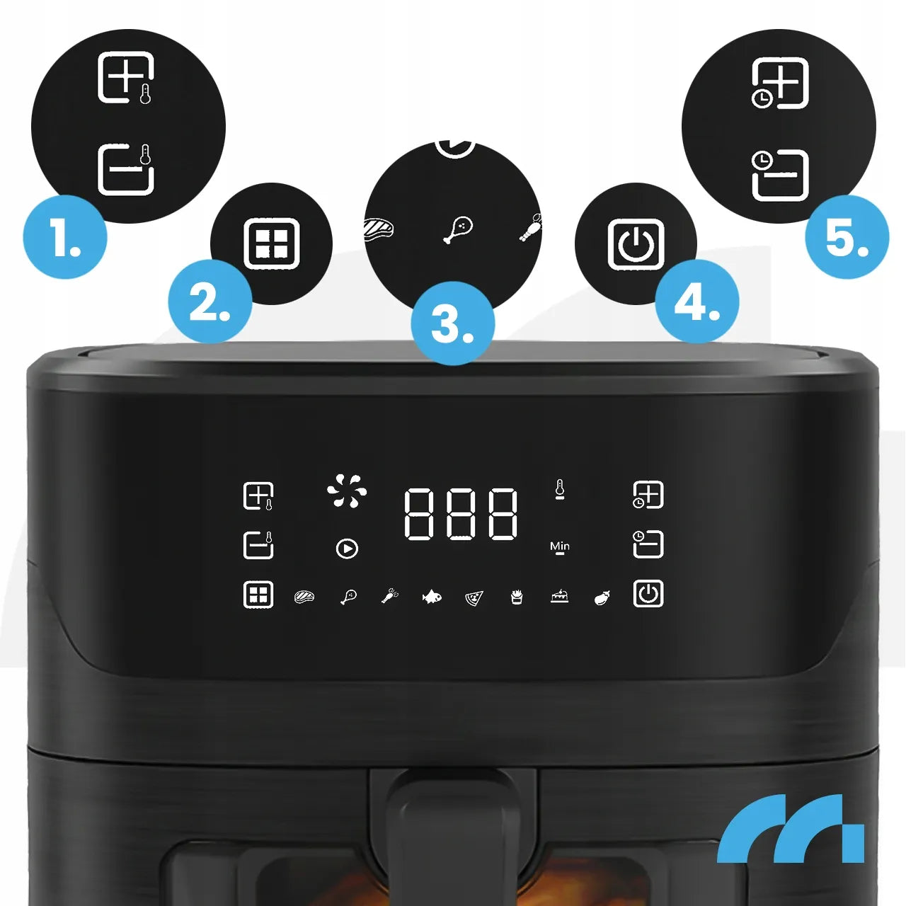 Maltec bekontaktė gruzdintuvė 7L 1800W Air Fryer su langeliu ir priedais