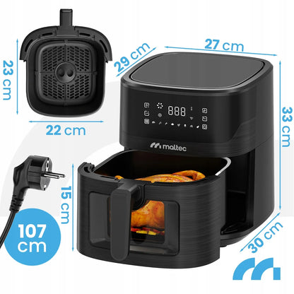 Maltec bekontaktė gruzdintuvė 7L 1800W Air Fryer su langeliu ir priedais