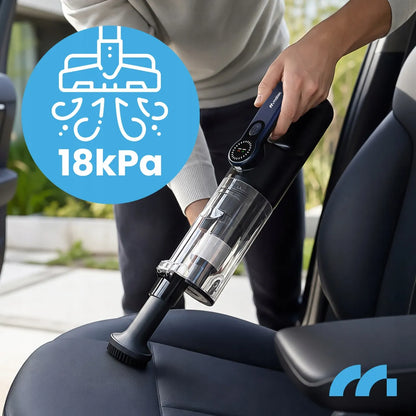 MalTec CYCLONE-150 belaidis rankinis dulkių siurblys automobiliui ir namams su pūstuvo funkcija ir priedais