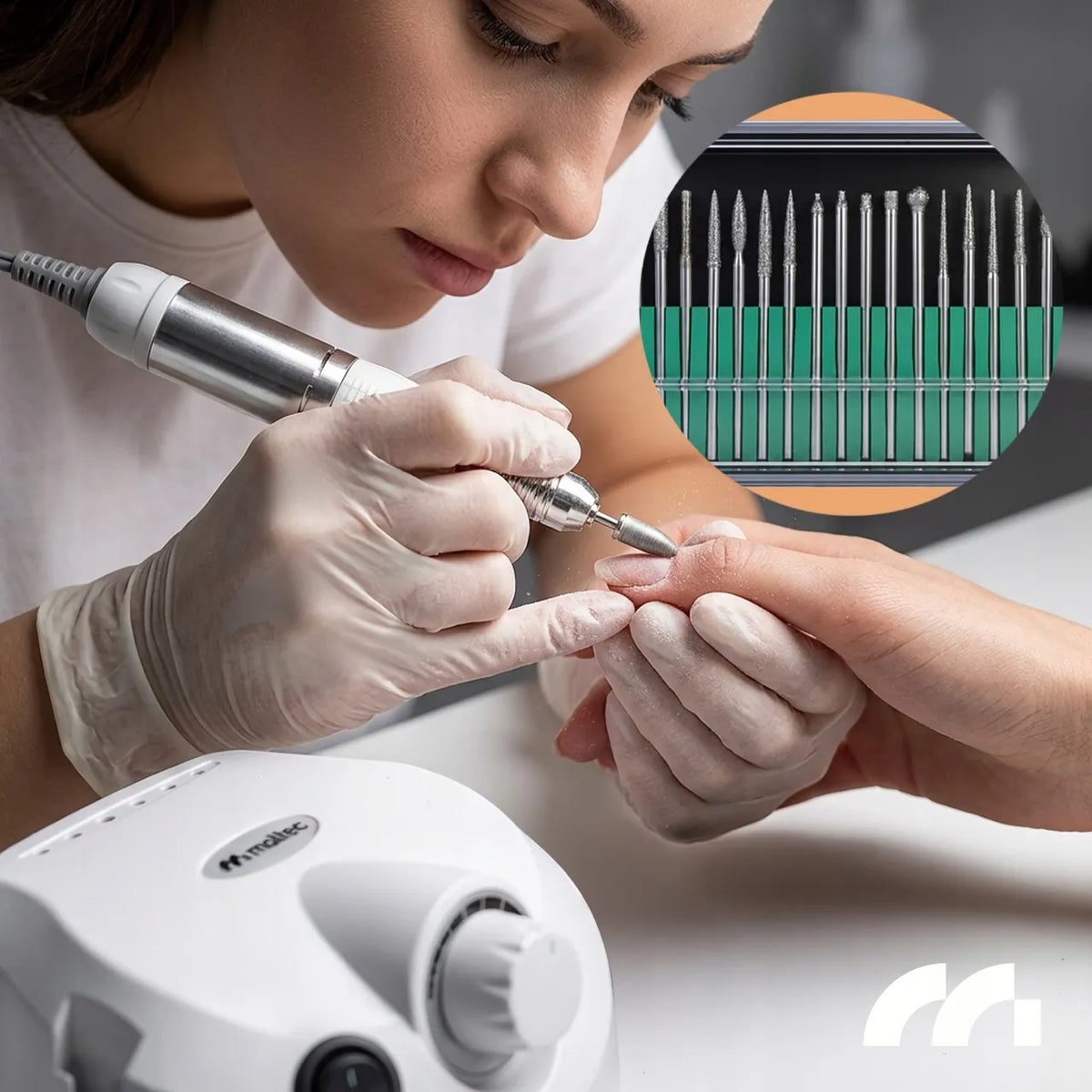 Maltec ND-2WH profesionali nagų frezavimo mašinėlė manikiūrui ir pedikiūrui, 65 W, su frezų rinkiniu