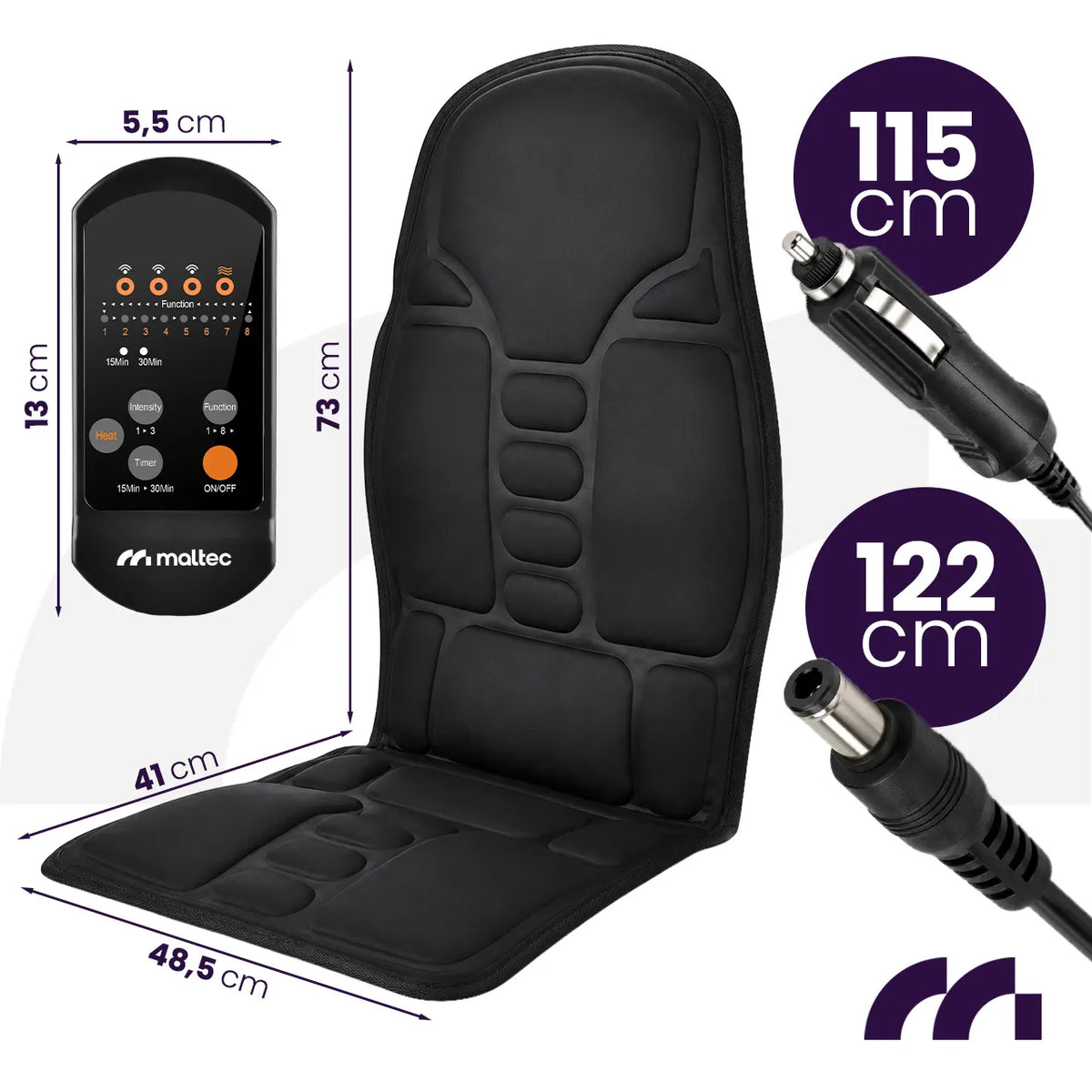 MalTec SeatVibe šildomas vibruojantis masažo kilimėlis kėdei ir automobilio sėdynei
