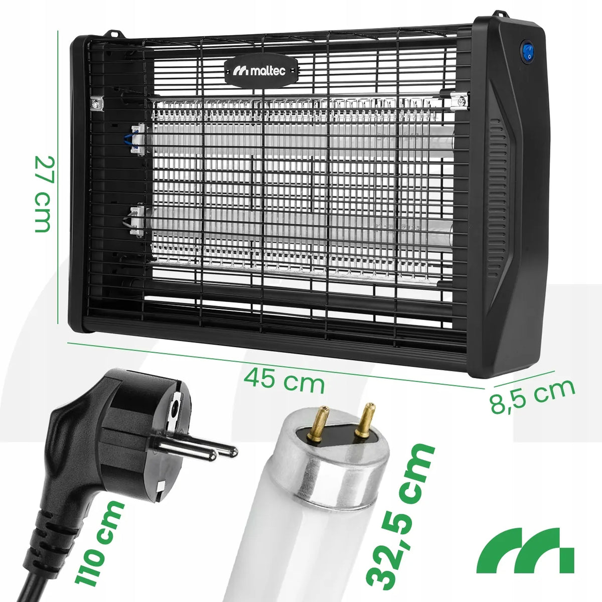 MalTec UV vabzdžių naikinimo lempa uodams ir musėms, 20 W, 3800 V