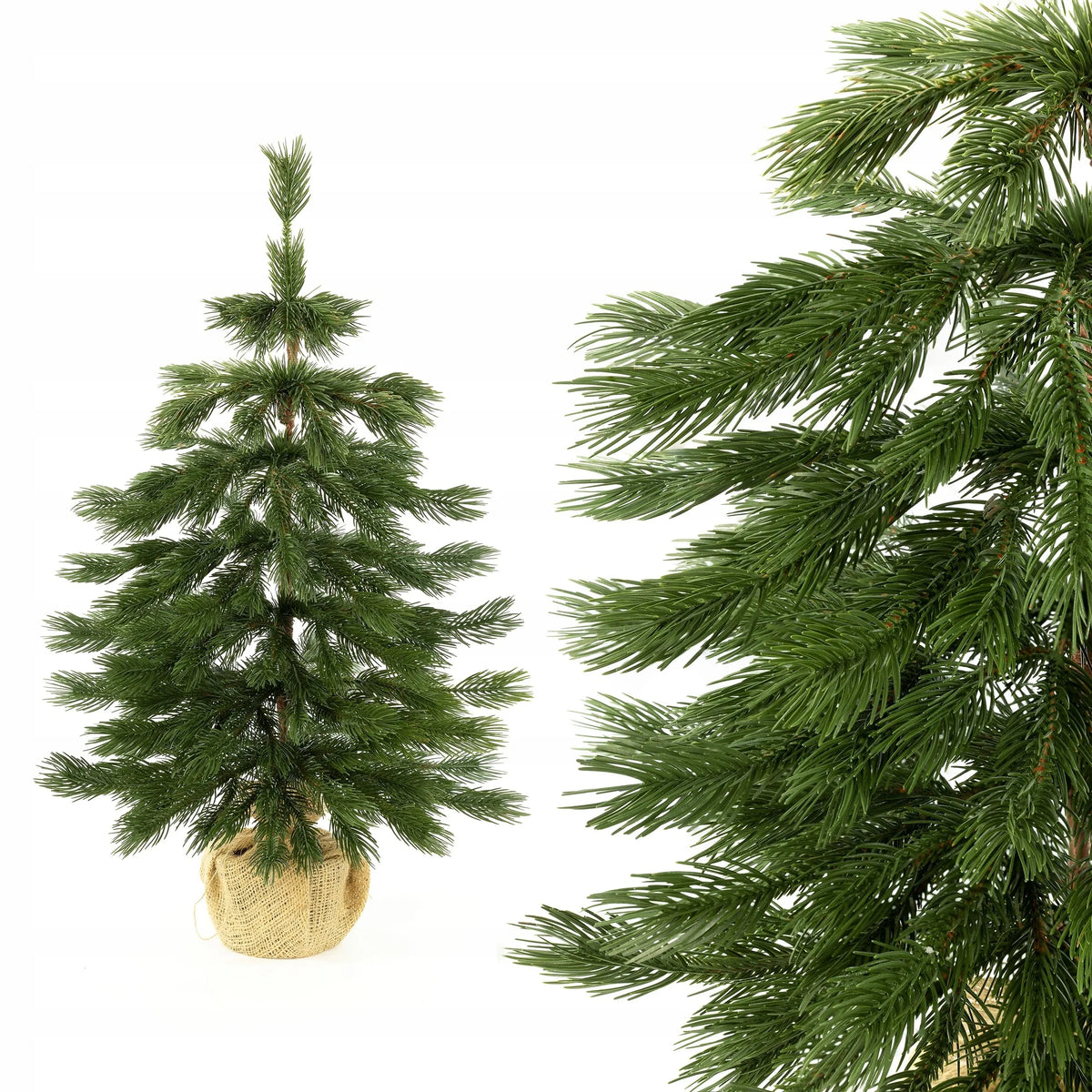 Maža dirbtinė eglutė LIMBA MINI, 60 cm, 100 % PE 3D, vazone su džiuto dekoru
