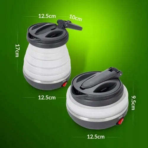 Mažas sulankstomas kelioninis elektrinis virdulys, silikoninis, 600 ml, 750 W, su krepšeliu