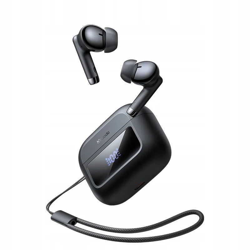 „Mcdodo Dynamic“ belaidės įkišamosios „Bluetooth“ ausinės su mikrofonu, įkrovimo dėklu ir dirželiu