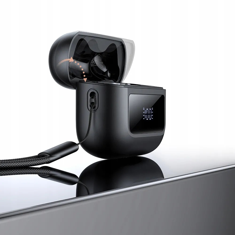„Mcdodo Dynamic“ belaidės įkišamosios „Bluetooth“ ausinės su mikrofonu, įkrovimo dėklu ir dirželiu