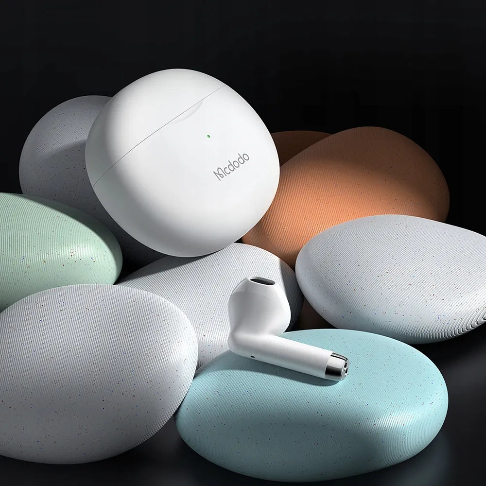 „Mcdodo Earbuds Lite“ belaidės į ausis įstatomos ausinės, „Bluetooth 5.3“, su mikrofonu, baltos