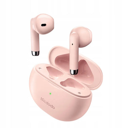 Mcdodo Earbuds Lite HP-8032 belaidės rožinės ausinės su mikrofonu ir įkrovimo dėklu