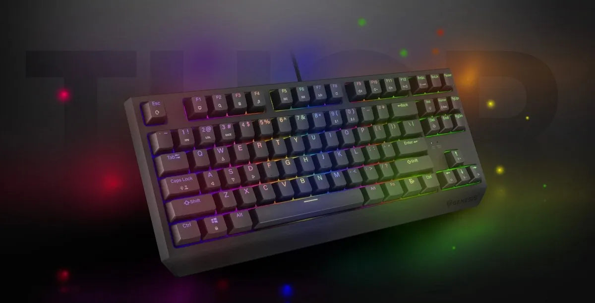 Mechaninė žaidimų klaviatūra Genesis Thor 230 TKL, US QWERTY, RGB, Outemu Red, juoda