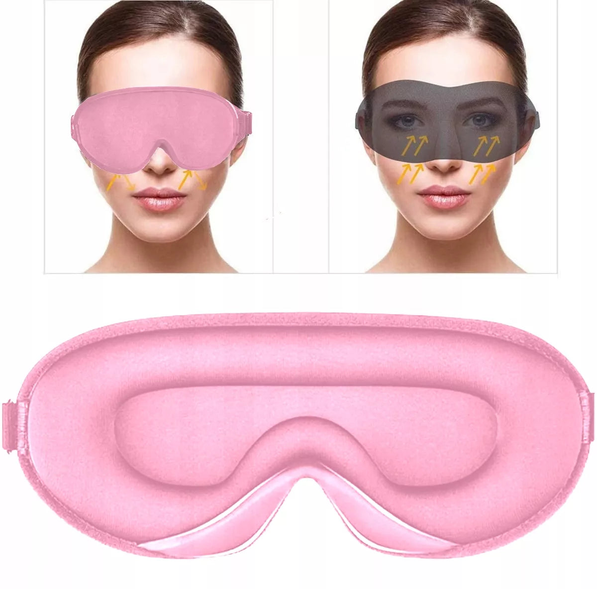 Medi Sleep 3D miego kaukė, reguliuojama užtemdanti kaukė, aukščiausios kokybės rožinė