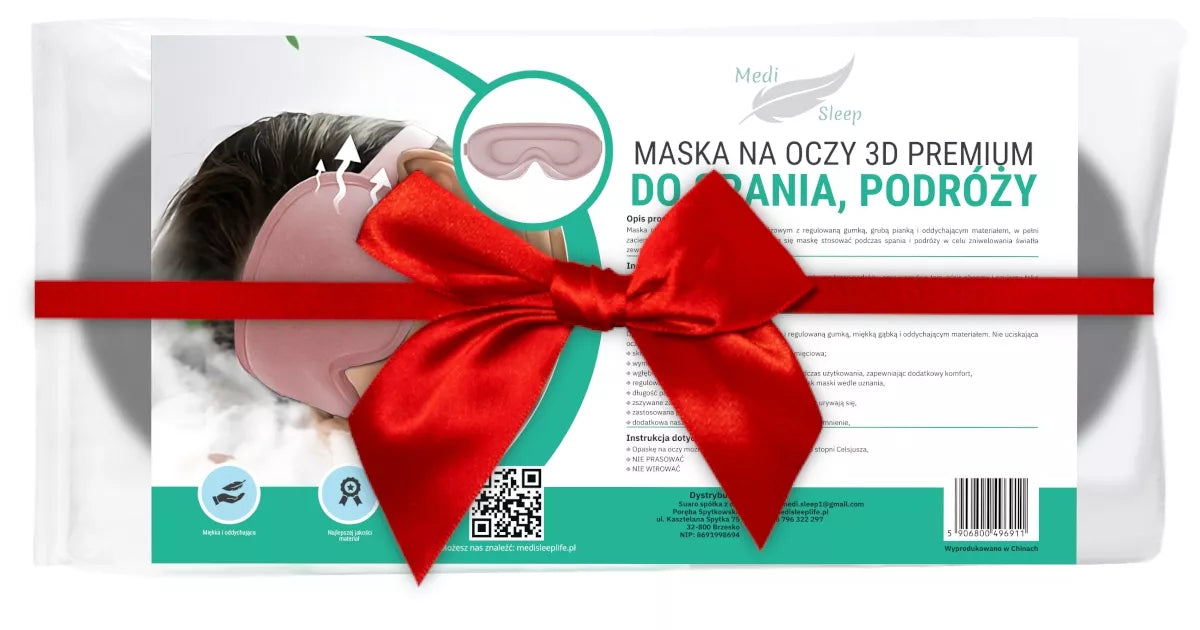 Medi Sleep 3D miego kaukė, reguliuojama užtemdanti kaukė, aukščiausios kokybės rožinė