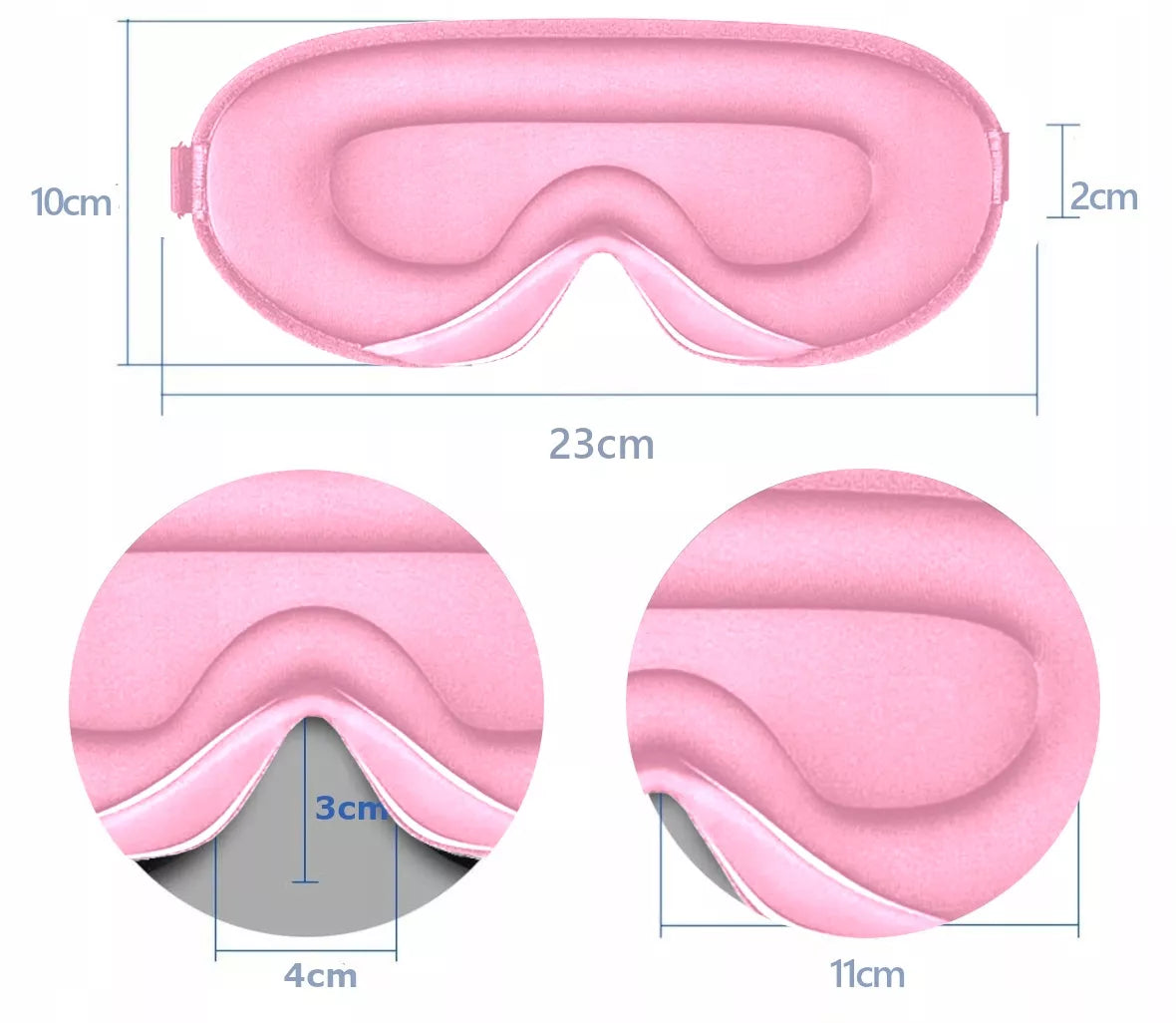 Medi Sleep 3D miego kaukė, reguliuojama užtemdanti kaukė, aukščiausios kokybės rožinė