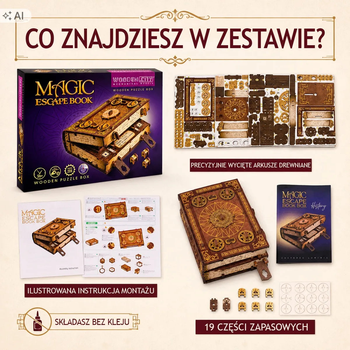 Medinė 3D dėlionė galvosūkis Escape Room Wooden.City
