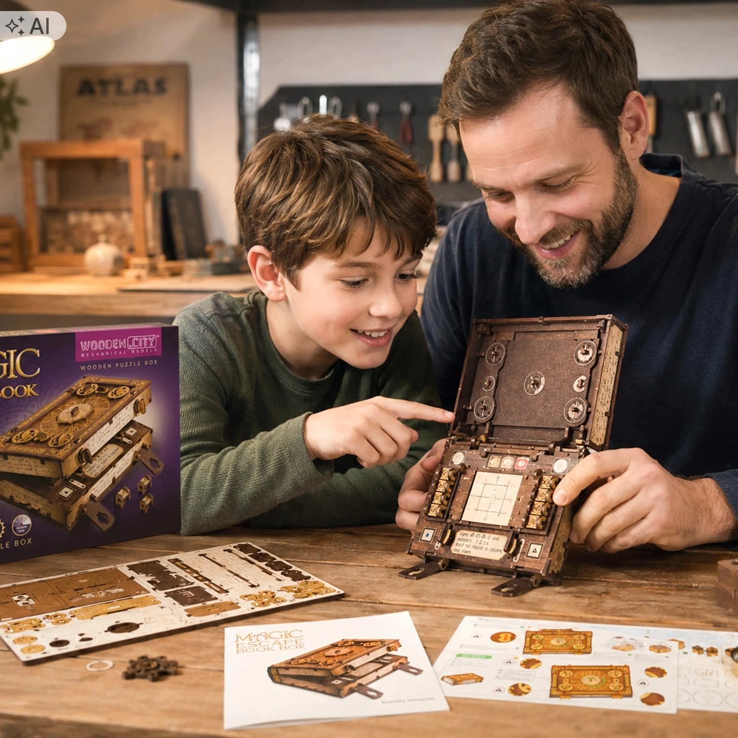 Medinė 3D dėlionė galvosūkis Escape Room Wooden.City