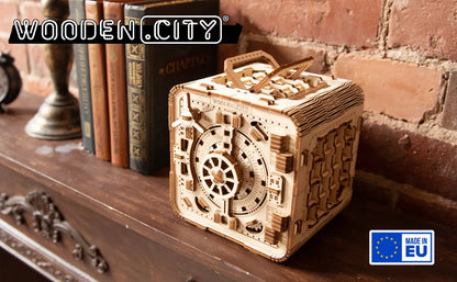 Medinė 3D dėlionė – seifo ir taupyklės modelis su PIN kodu Wooden.City
