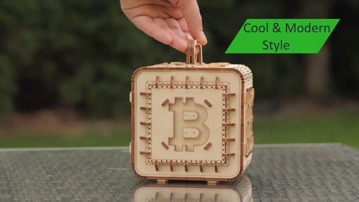 Medinė 3D dėlionė – seifo ir taupyklės modelis su PIN kodu Wooden.City