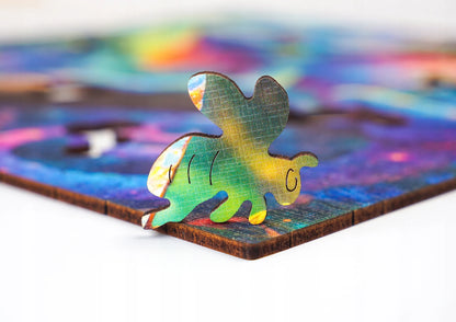 Medinė dėlionė „Chameleonas“, 150 detalių, PUZZLED, eko-HDF, unikalios formos