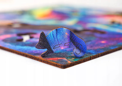 Medinė dėlionė „Chameleonas“, 150 detalių, PUZZLED, eko-HDF, unikalios formos