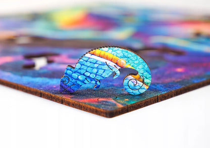 Medinė dėlionė „Chameleonas“, 150 detalių, PUZZLED, eko-HDF, unikalios formos