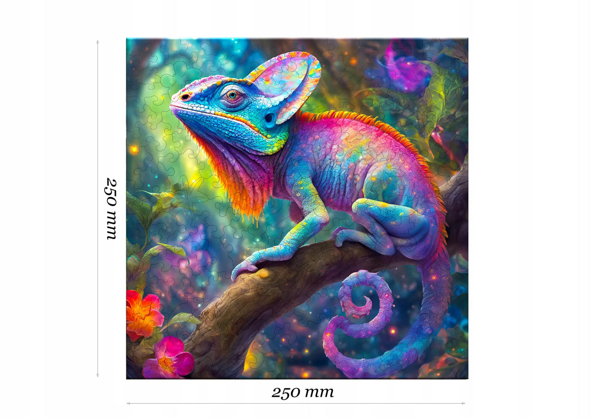 Medinė dėlionė „Chameleonas“, 150 detalių, PUZZLED, eko-HDF, unikalios formos